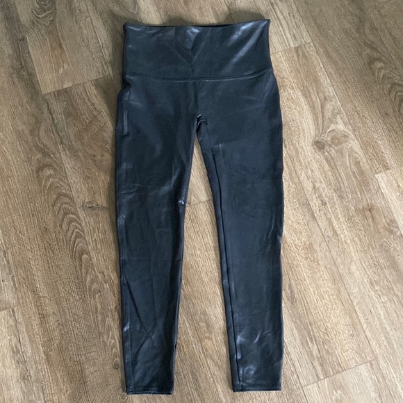 Spank faux leather leggings 1X minimalist stretchy closet staple goth modern - Picture 2 of 6